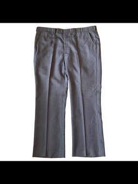 VTG Men’s Relaxed Loose Gray Blue Window Pane Pleated Dress Pants 39x29 9.5” Leg